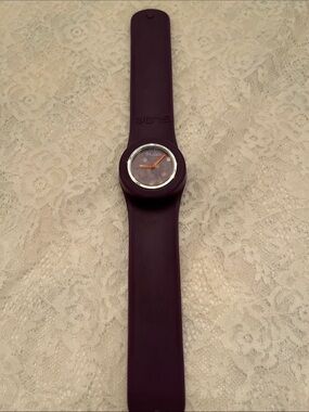 VTG Slap Watch in Deep Plum with Orange Hands